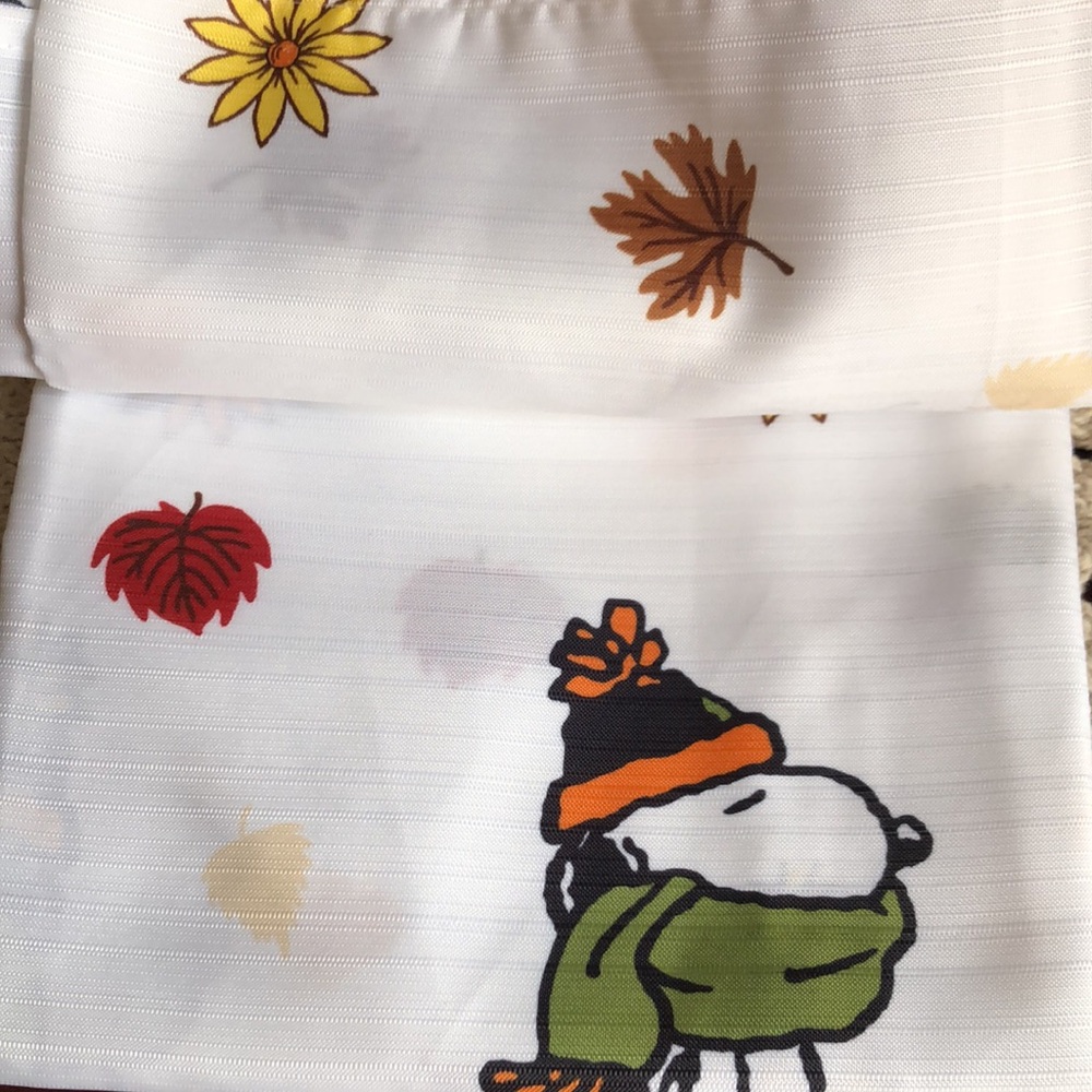 Peanuts Snoopy Shower Curtain with Orange and Red Leaves - Picture 9 of 10